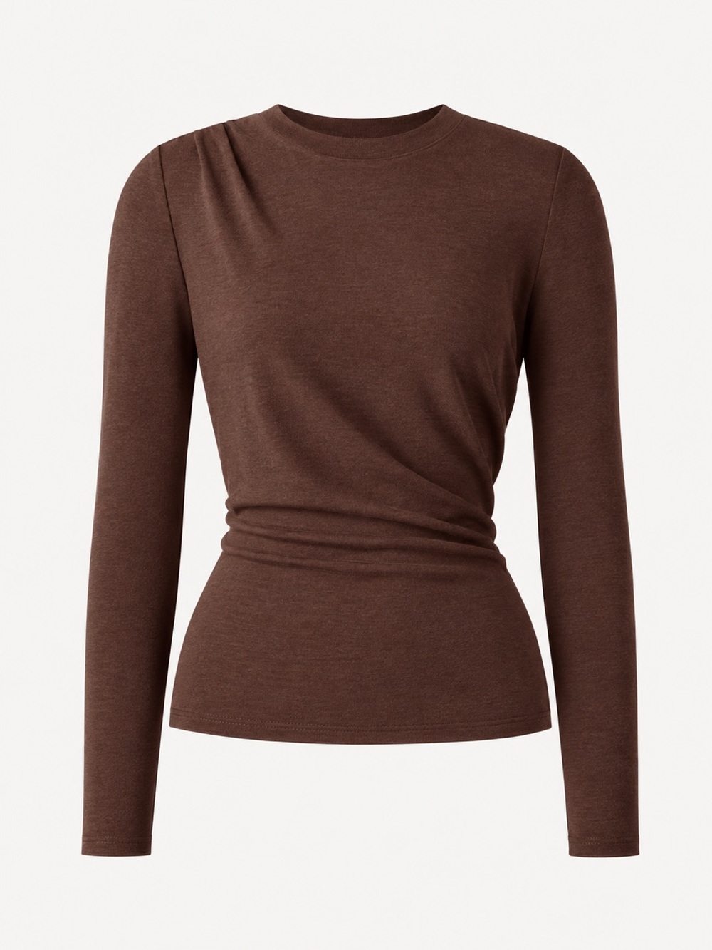 OGL Long-Sleeve Crew Neck Eco-Mousse Chocolate Brown Women's Top